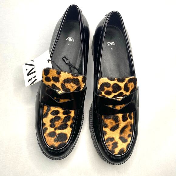 NWT ZARA LEOPARD ANIMAL PRINT LOAFERS SIZE 9 - Picture 2 of 5